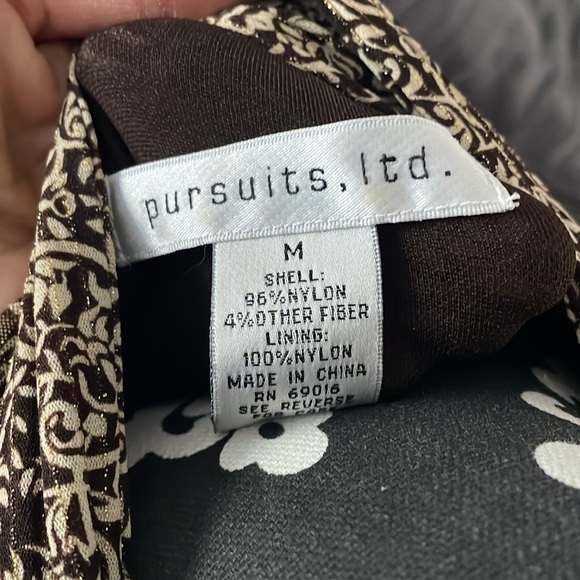 PURSUITS, LTD. Brown & Cream 3/4 Sleeve Top Size Medium - Picture 6 of 7